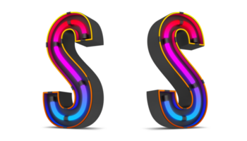 Black alphabet with colorful neon light. png