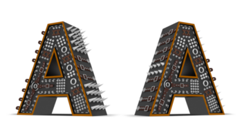 3d Alphabet Punk Stil, 3d Wiedergabe. png