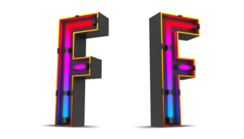 Black alphabet with colorful neon light. png