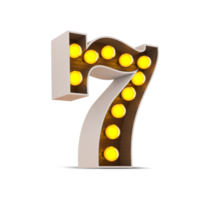 3d number with light bulb, 3d rendering png