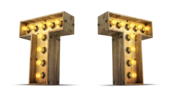 hout alfabet met licht lamp. png