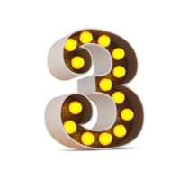 3d numero con leggero lampadina, 3d interpretazione png