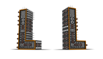 3d alfabet punk- stijl, 3d weergave. png