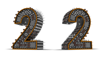 3d Number Punk style, 3d rendering png