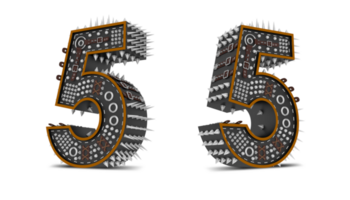 3d Number Punk style, 3d rendering png