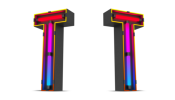Preto alfabeto com colorida néon claro. png
