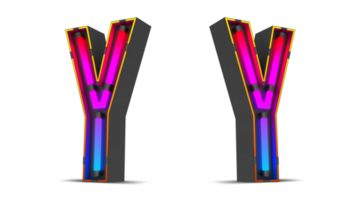 Black alphabet with colorful neon light. png