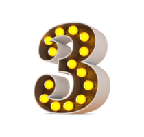 3d numero con leggero lampadina, 3d interpretazione png