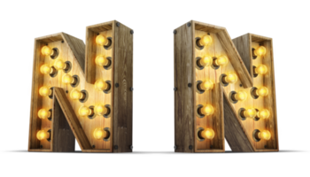 hout alfabet met licht lamp. png