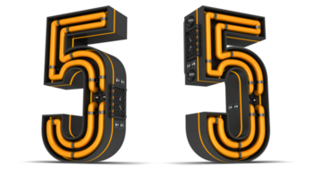 Number Neon light 3d rendering illustration png