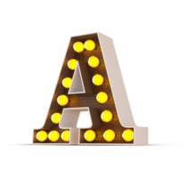 3d alphabet avec lumière ampoule. png