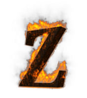 Fire alphabet 3d Rendering illustration. png