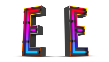 Black alphabet with colorful neon light. png