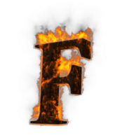 Fire alphabet 3d Rendering illustration. png