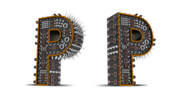 3d Alphabet Punk style, 3d rendering. png