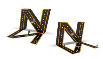 alfabeto simboli di il figure nel il modulo di un' strada, bianca e giallo linea marcature png