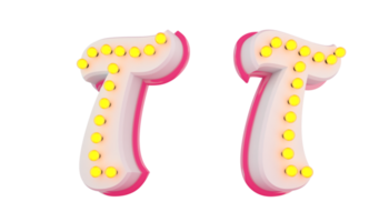 White 3d alphabet pink line with light bulb decorate png