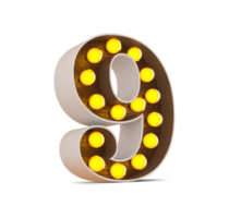 3d number with light bulb, 3d rendering png