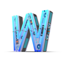 3d alfabet met blauw neon en neon licht effect. png