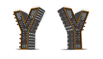 3d alfabet punk- stijl, 3d weergave. png