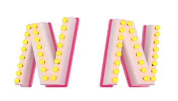 Weiß 3d Alphabet Rosa Linie mit Licht Birne schmücken png