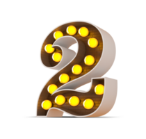 3d number with light bulb, 3d rendering png