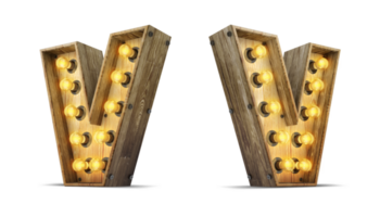 hout alfabet met licht lamp. png