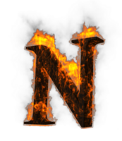 Fire alphabet 3d Rendering illustration. png