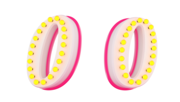 White 3d number with pink line and light bulb decoration png