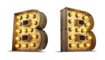 hout alfabet met licht lamp. png