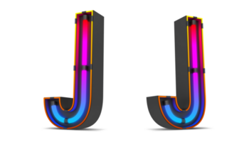 Black alphabet with colorful neon light. png