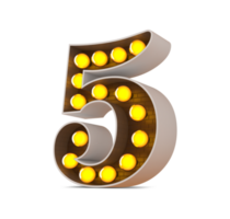 3d number with light bulb, 3d rendering png