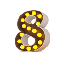 3d number with light bulb, 3d rendering png