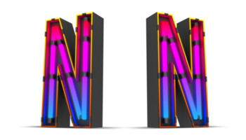 Black alphabet with colorful neon light. png