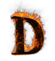 Fire alphabet 3d Rendering illustration. png