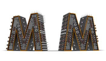 3d Alphabet Punk style, 3d rendering. png