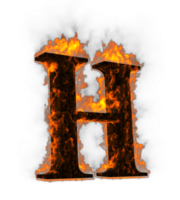 Fire alphabet 3d Rendering illustration. png