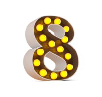 3d number with light bulb, 3d rendering png