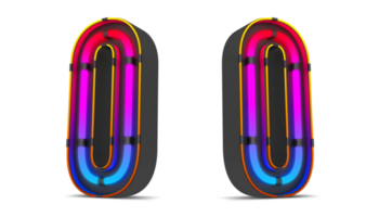 Black alphabet with colorful neon light. png