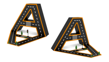 Alphabet symbols of the Figures in the form of a road, white and yellow line markings png