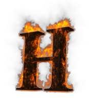 Fire alphabet 3d Rendering illustration. png