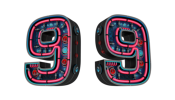 Black number with Red and blue Neon light and has a cooling system png