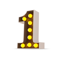 3d number with light bulb, 3d rendering png