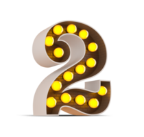 3d número con ligero bulbo, 3d representación png