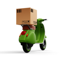 Motorcycle with parcel box, Delivery Courier service, 3d rendering png