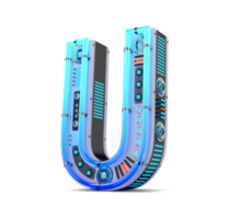 3d alfabeto con blu neon e neon leggero effetto. png