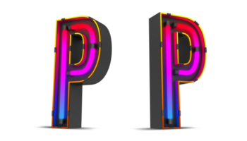 Black alphabet with colorful neon light. png