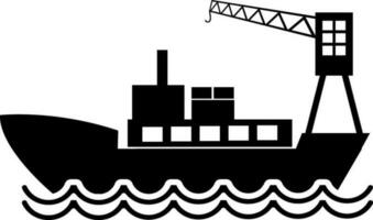 Black and white ship. vector