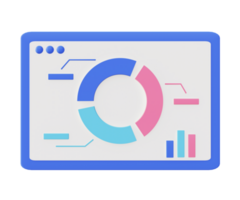 3d illustration icon of blue pie chart statistic png