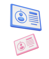 3d illustration icon of blue personal ID card png